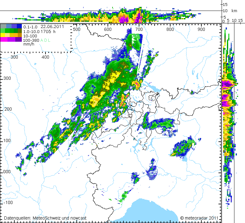 Donnerradar metradar Regenradar 3D mit BlitzInformationen