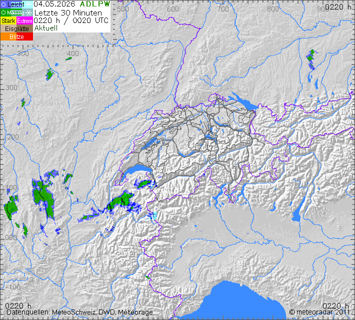 Wetterradar Schweiz und Umgebung